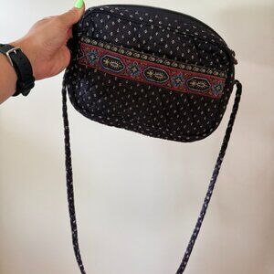 Vintage Vera Bradley Black Red Cross Body Quilted Casual Bag